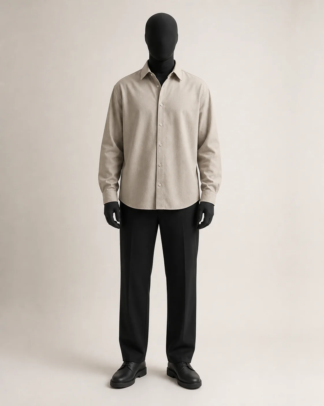 Stone Relaxed Cotton Shirt in a styled look