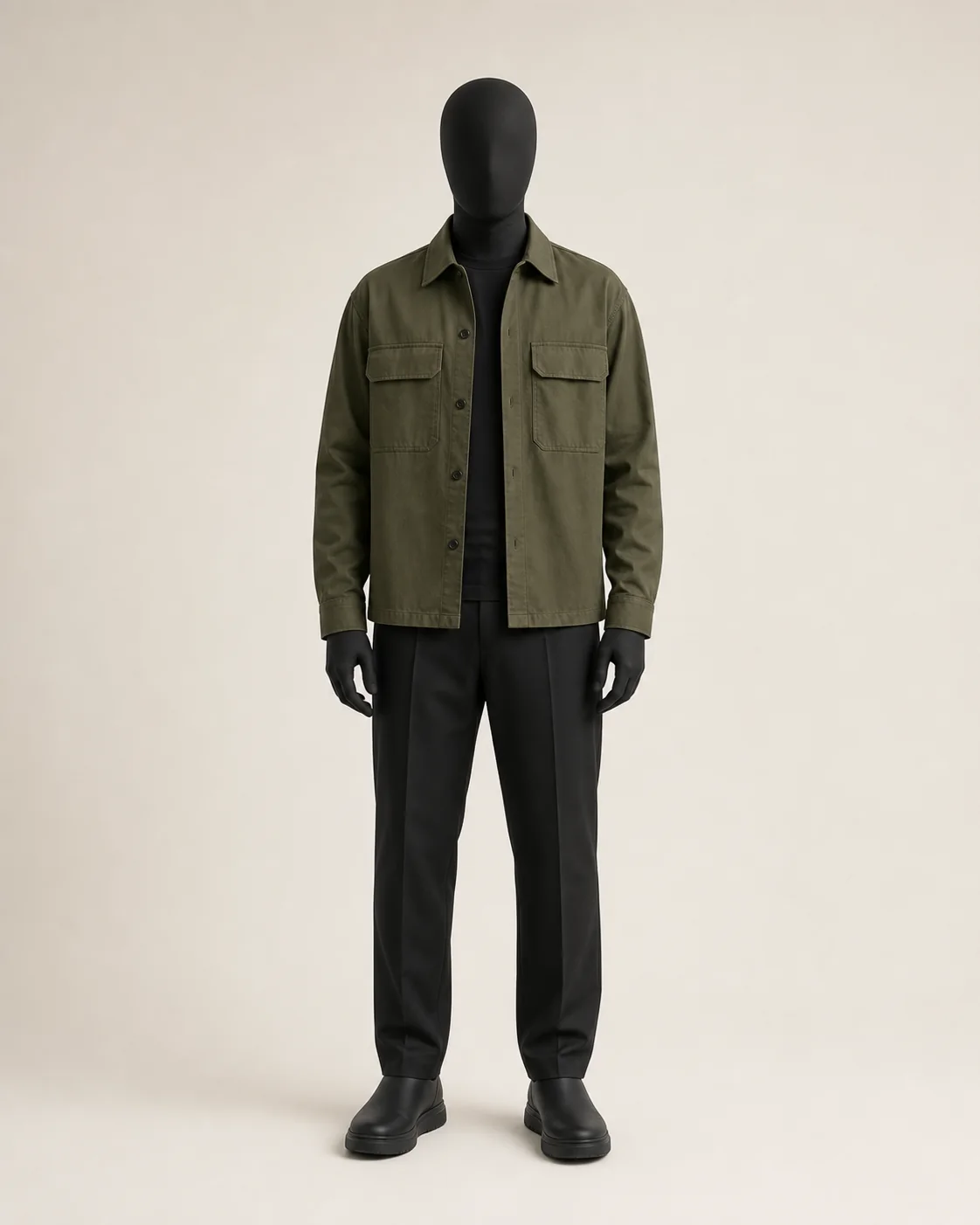 Olive Utility Overshirt in a styled look