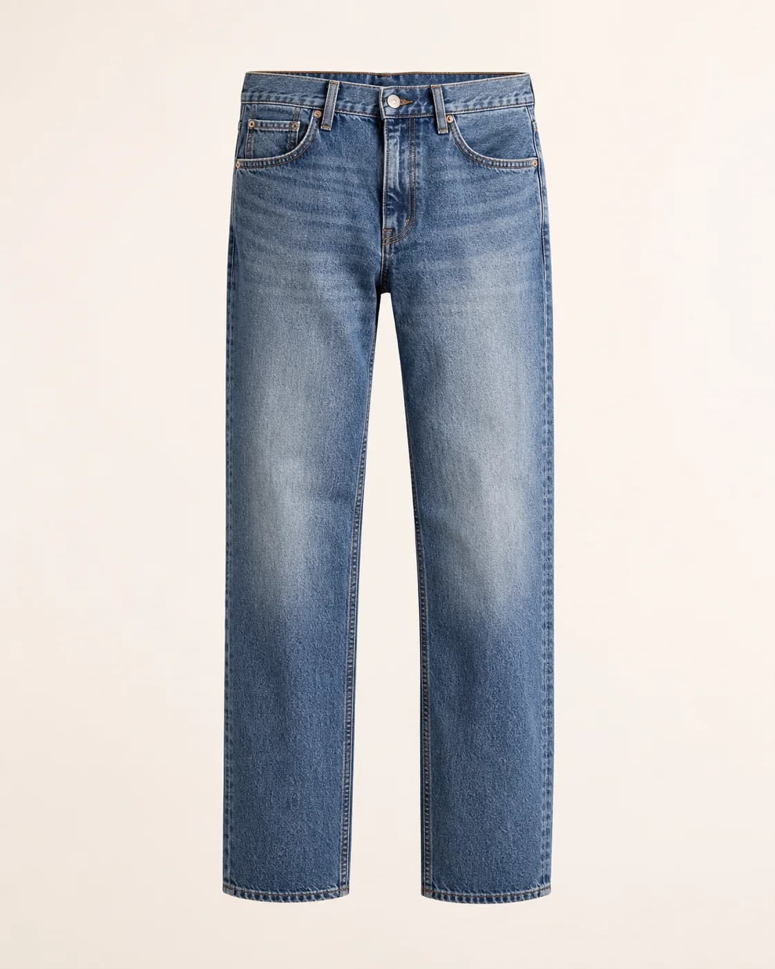 Washed Blue Straight Jeans