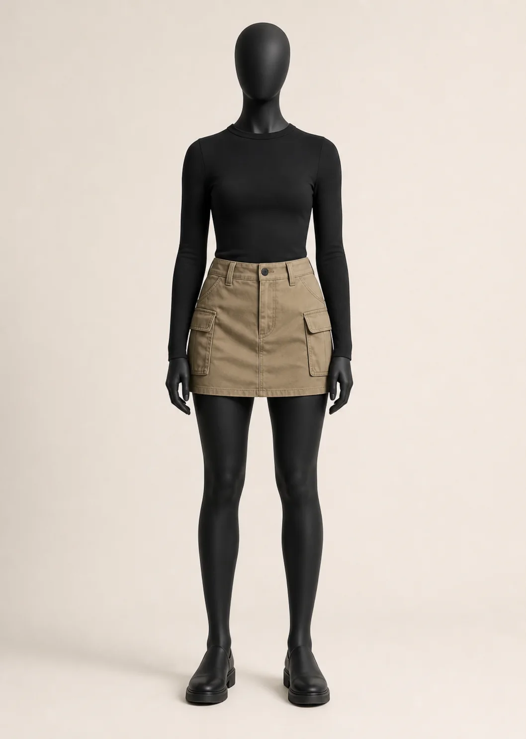 Khaki Cargo Mini Skirt, image 2