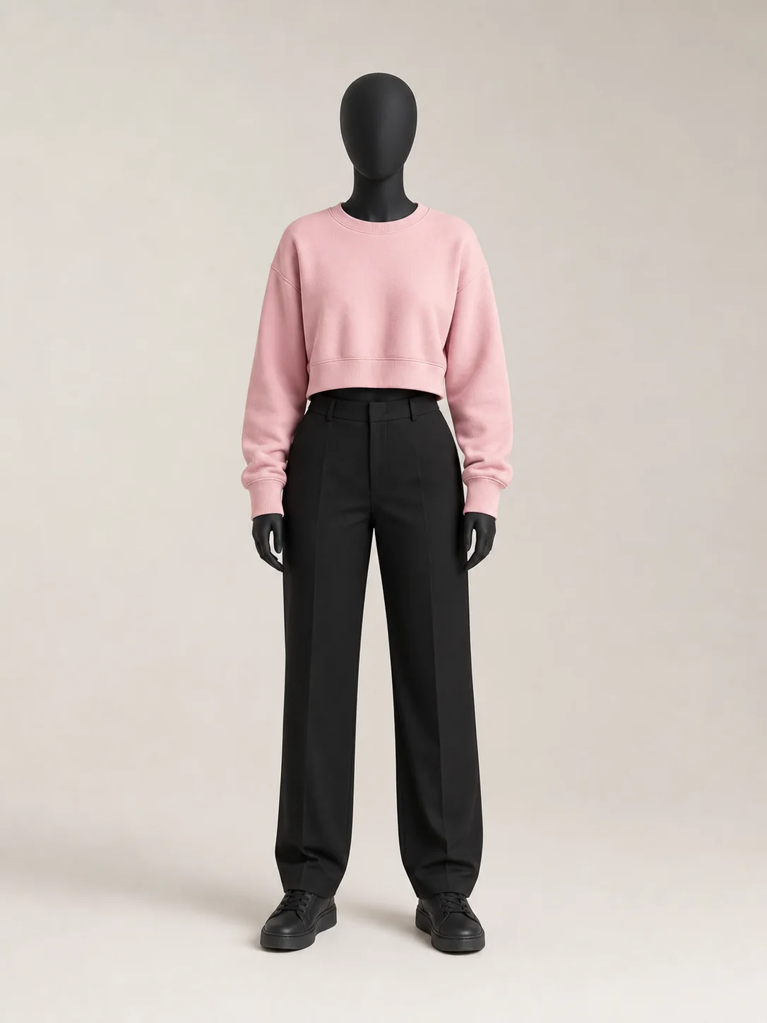 Pink Cropped Sweatshirt in a styled look