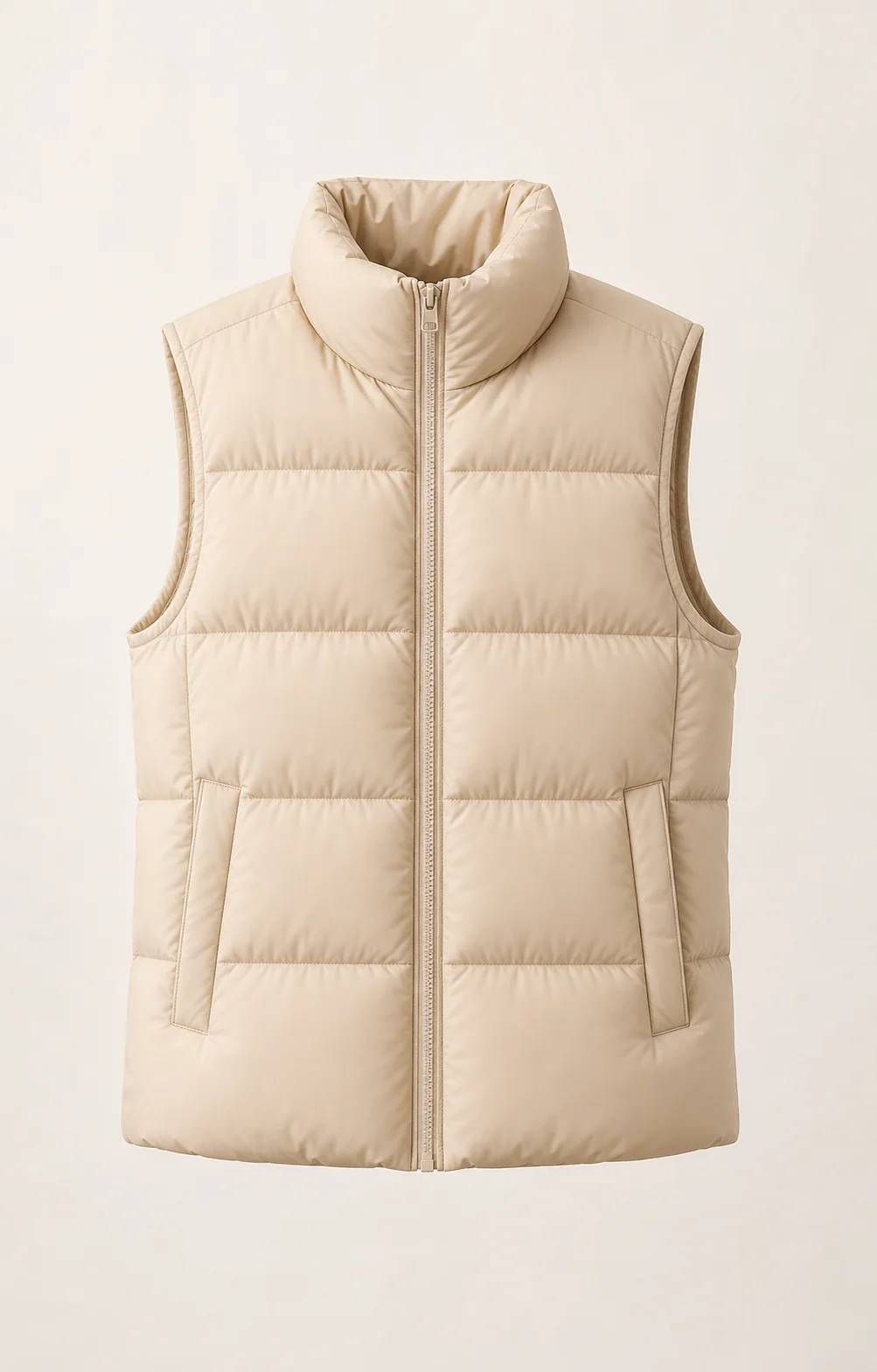 Beige Puffer Vest, Outerwear, Store 01