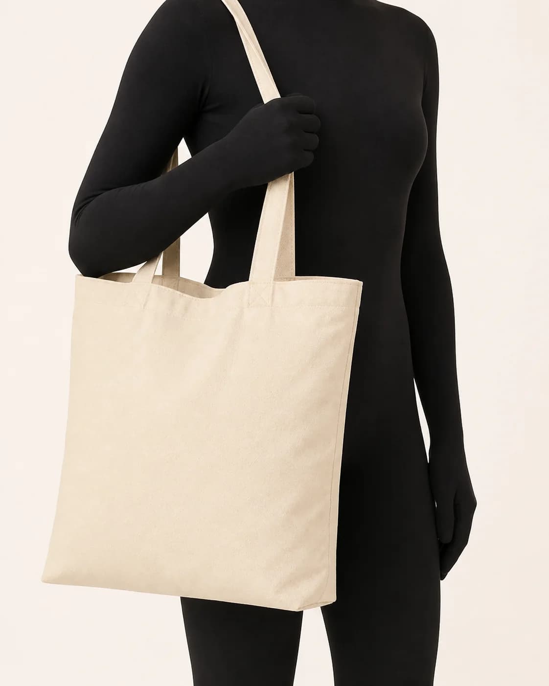 Cream Canvas Tote in a styled look