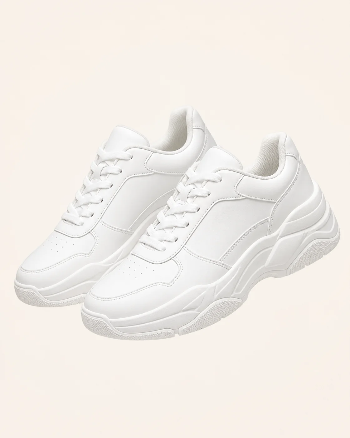 White Chunky Court Sneakers