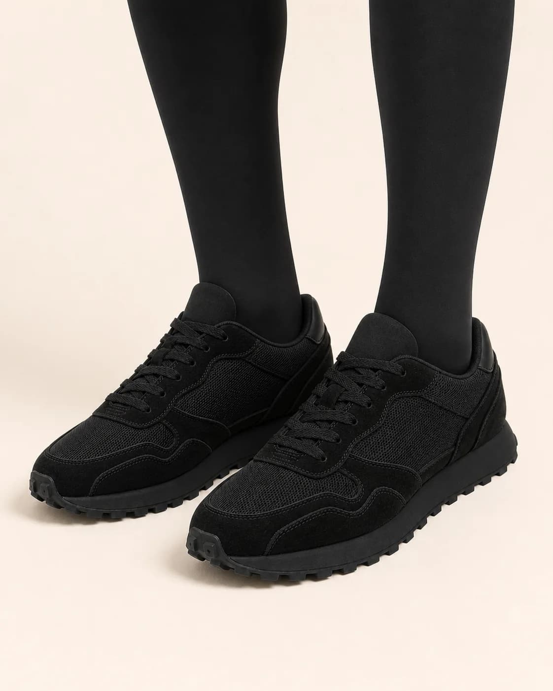 Black Retro Runner Sneakers in a styled look