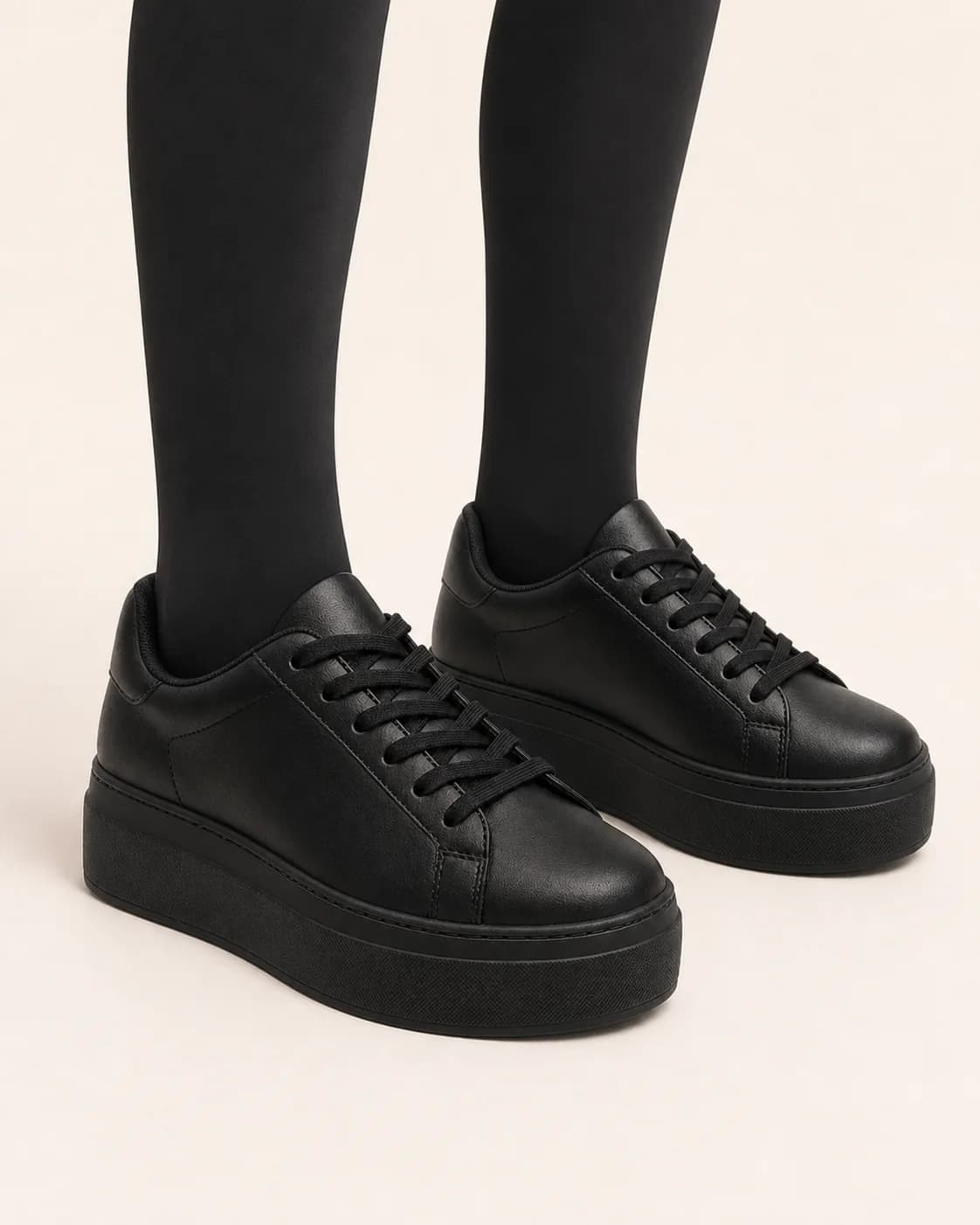 Black Platform Sneakers in a styled look