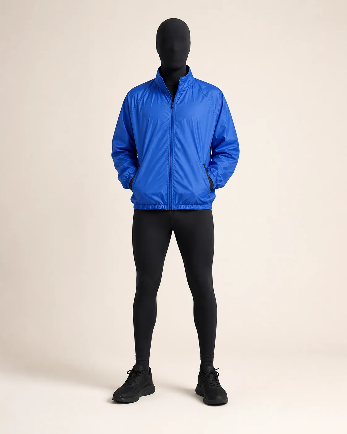 Blue Nylon Track Jacket in a styled look