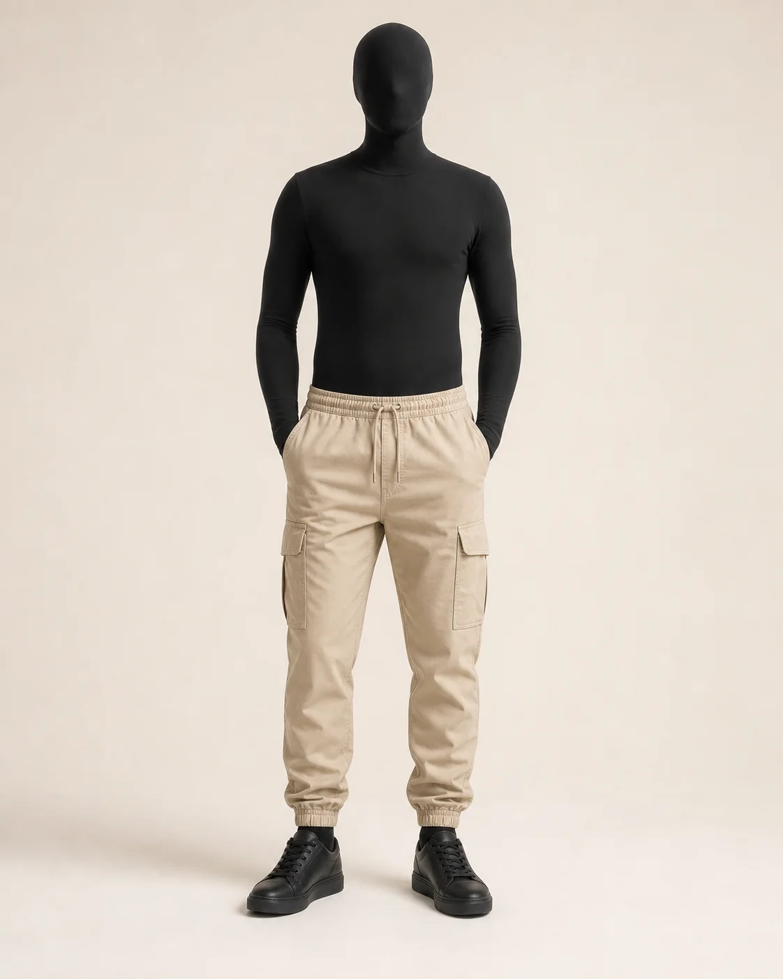 Sand Cargo Joggers in a styled look