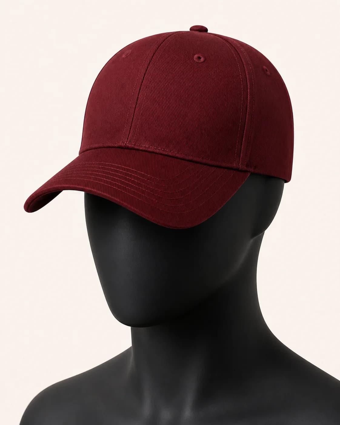 Burgundy Baseball Cap in a styled look