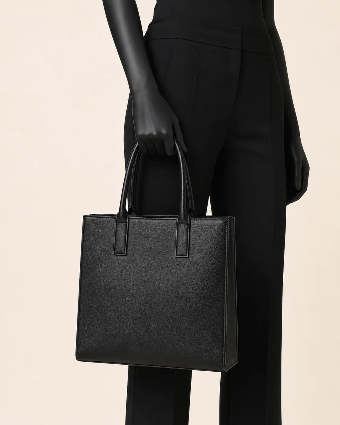 Black Structured Tote Bag in a styled look