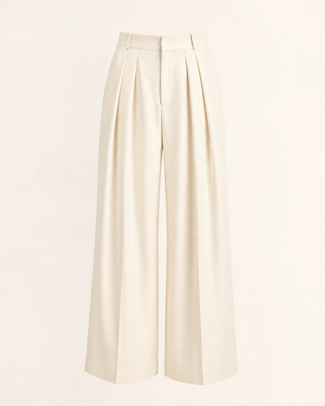 Ivory Pleated Wide Trousers