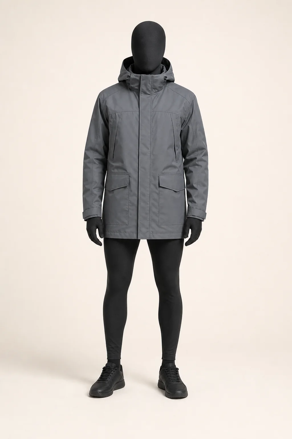 Grey Technical Parka in a styled look