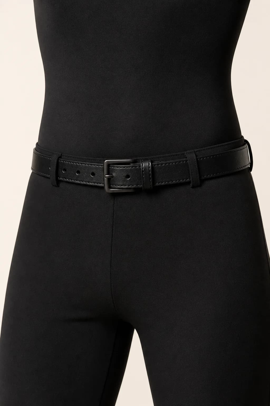 Black Slim Leather Belt in a styled look