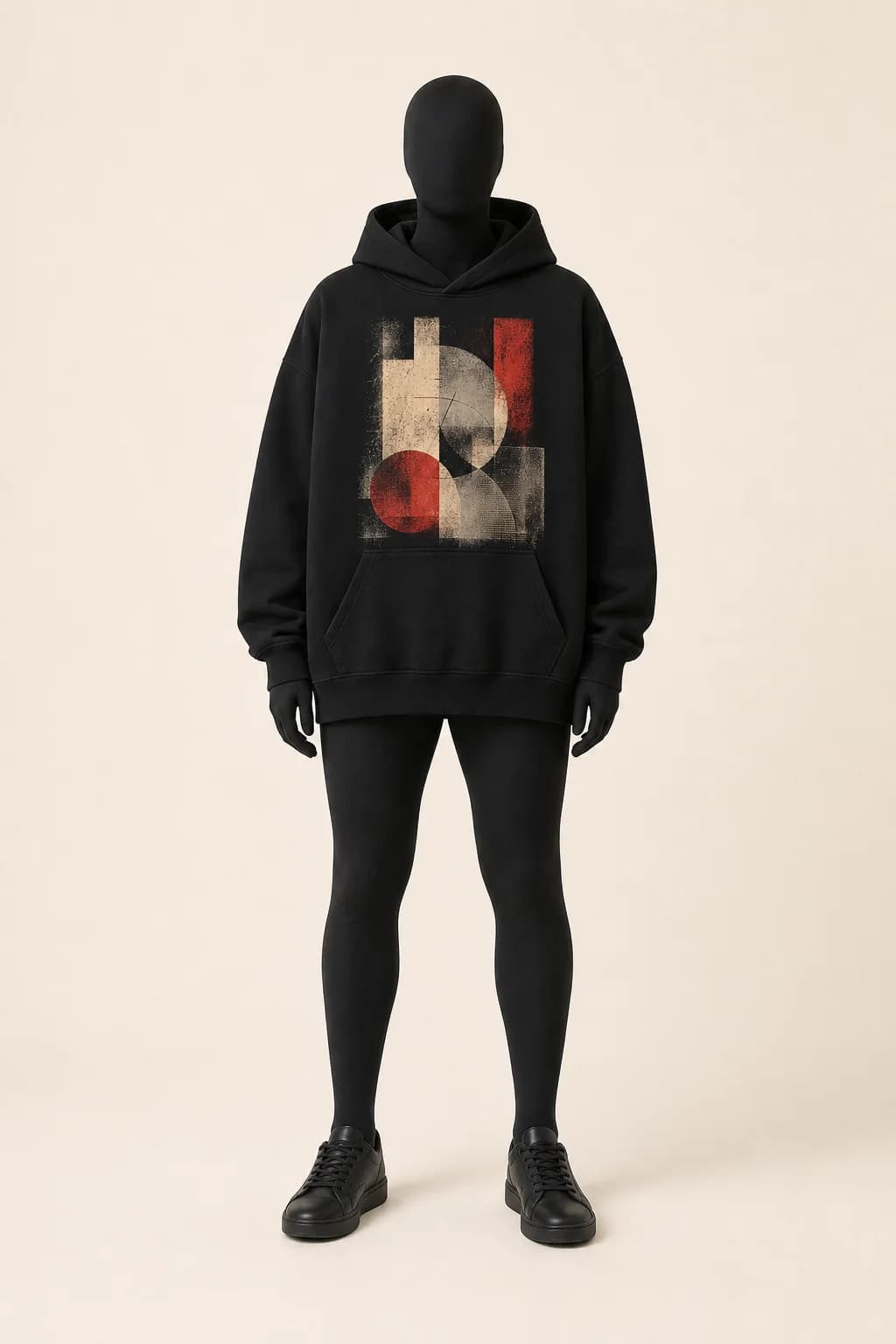 Black Oversized Graphic Hoodie in a styled look