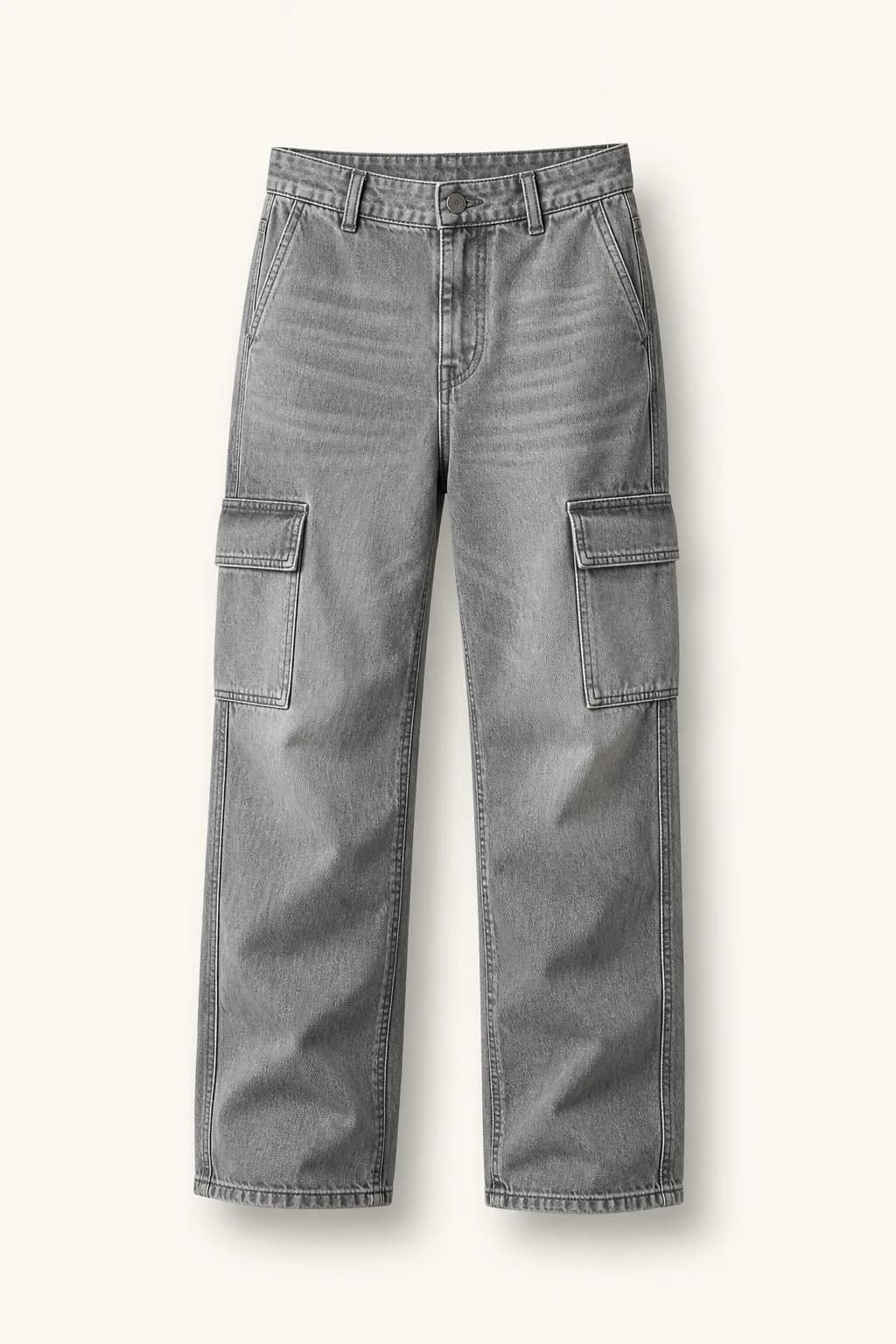 Washed Grey Cargo Jeans