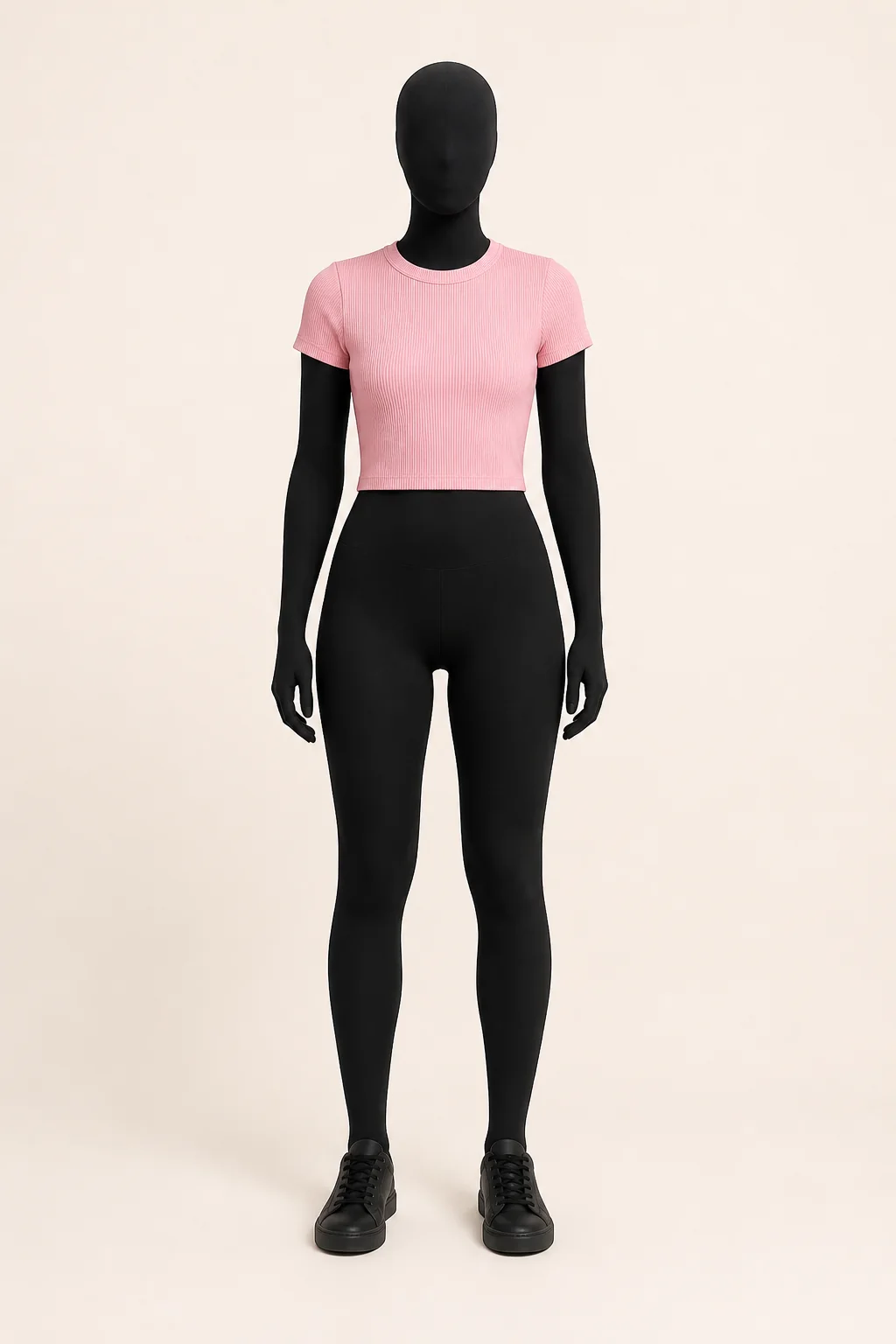 Pink Ribbed Baby Tee in a styled look