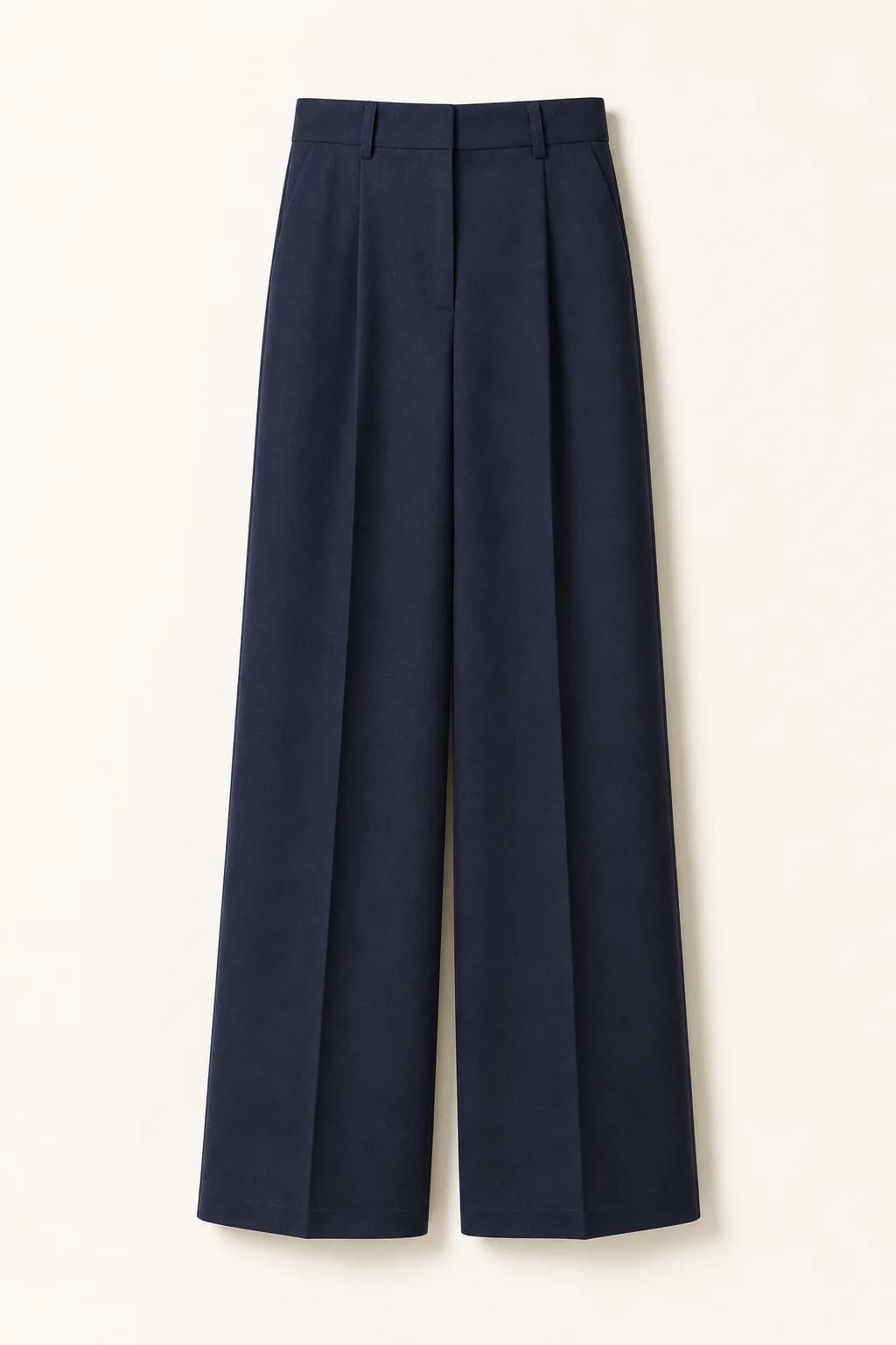 Navy Tailored Wide Trousers