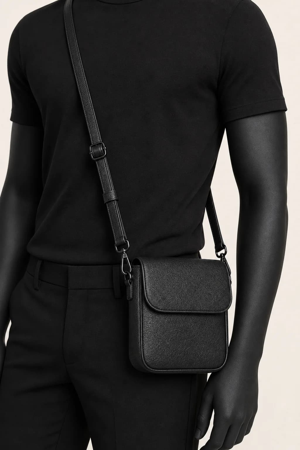 Black Premium Crossbody Bag in a styled look