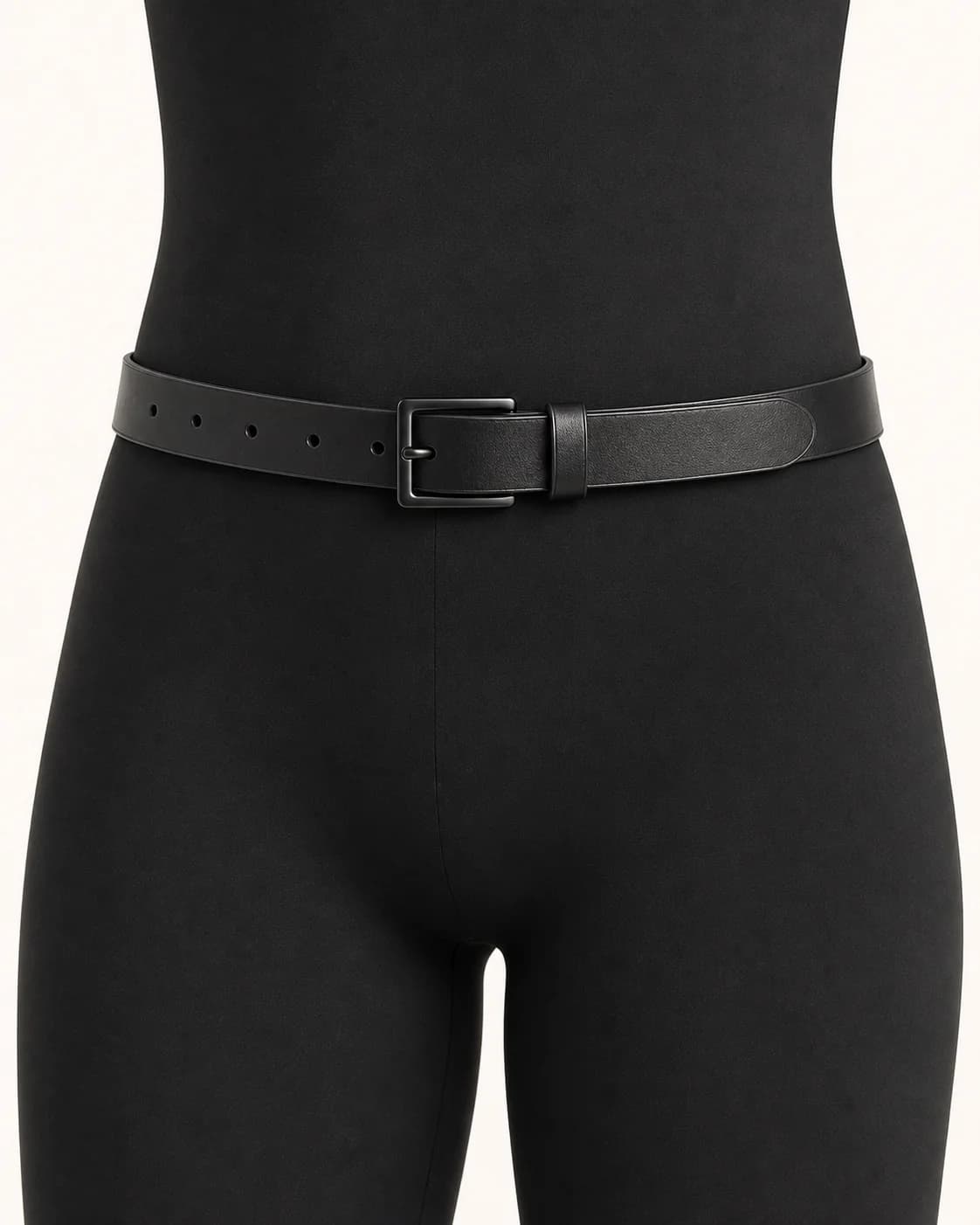 Black Faux Leather Belt in a styled look