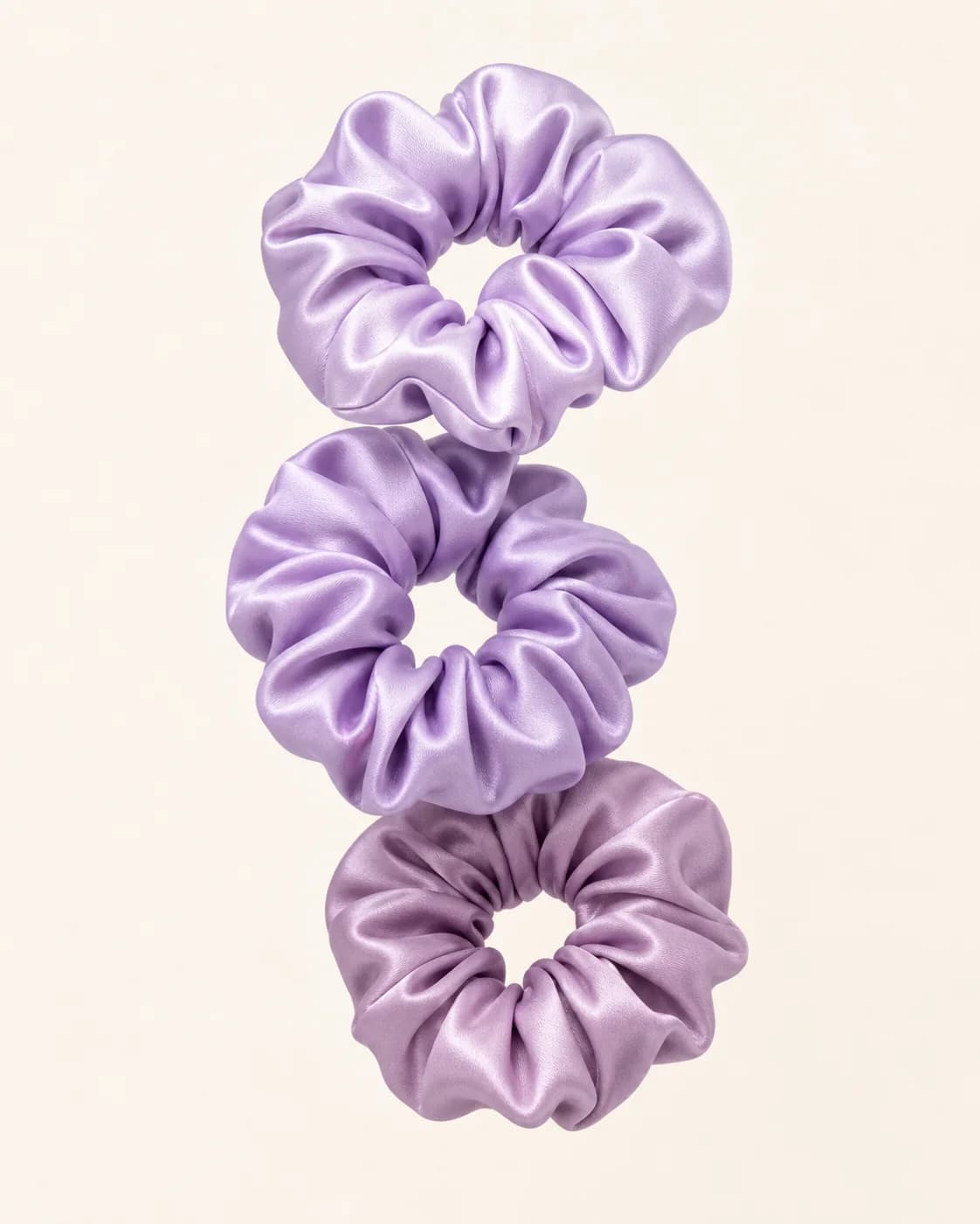 Lilac Satin Hair Scrunchie Set