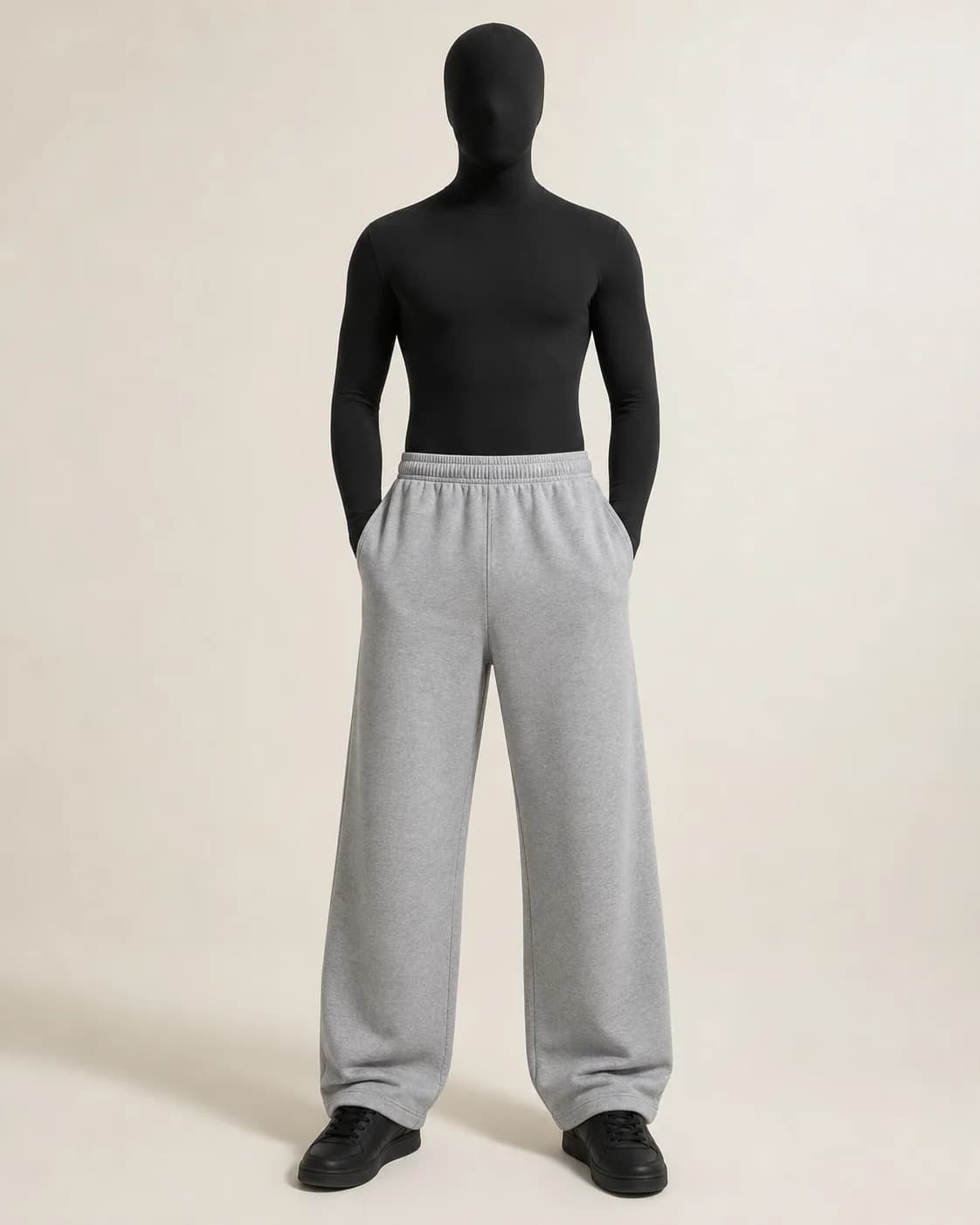 Grey Wide Sweatpants in a styled look