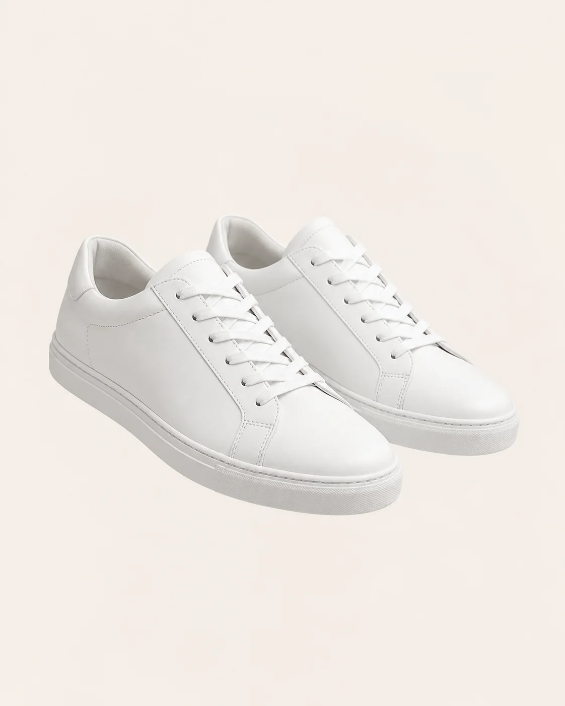 White Minimal Leather Sneakers