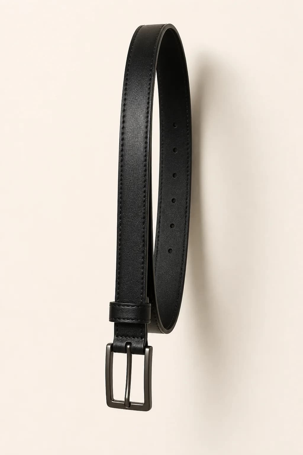 Black Slim Leather Belt